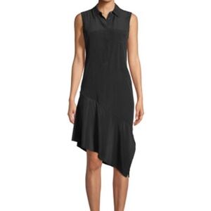 Equipment Femme Tira Sleeveless A-Line Silk Dress with Asymmetric Hem S